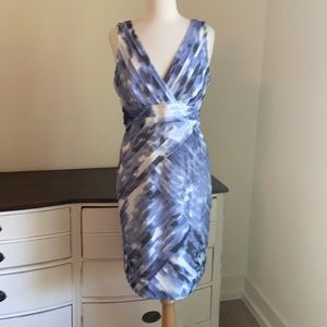 Ann Taylor lavender gray & white  V-Neck sheeth dress